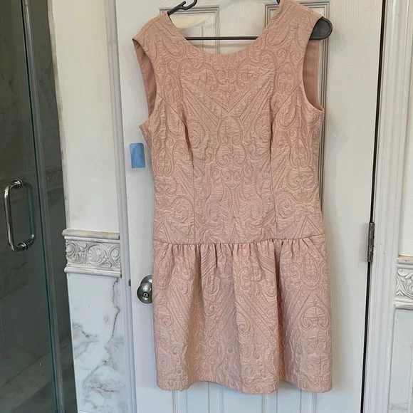 bcbg pale pink dress NEW 538 BCBG MAXAZRIA DRESS MIDI GOWN PALE PINK LACE RUFFLE MESH 0 2 4 6 XS  S M